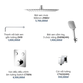 CT3016/Z98SV Bộ Sen Âm 2 Đường Nước