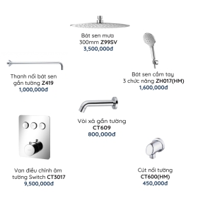 CT3017/Z99SV Bộ Sen Âm 3 Đường Nước
